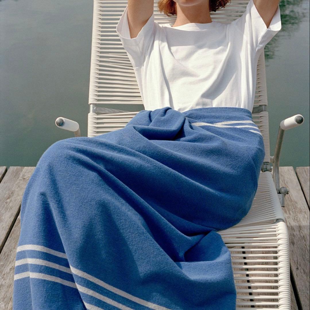 TEKLA テクラ　ビーチタオル　バスタオル　タオルケット　ブランケット　ブルー