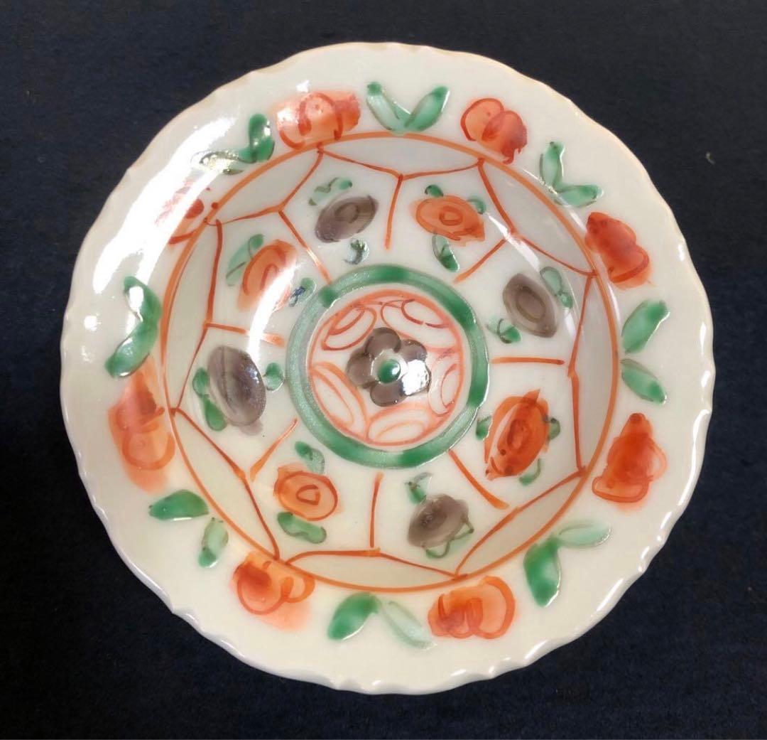 《R》九谷焼 須田 菁華 安南 色絵 台皿5客　1f