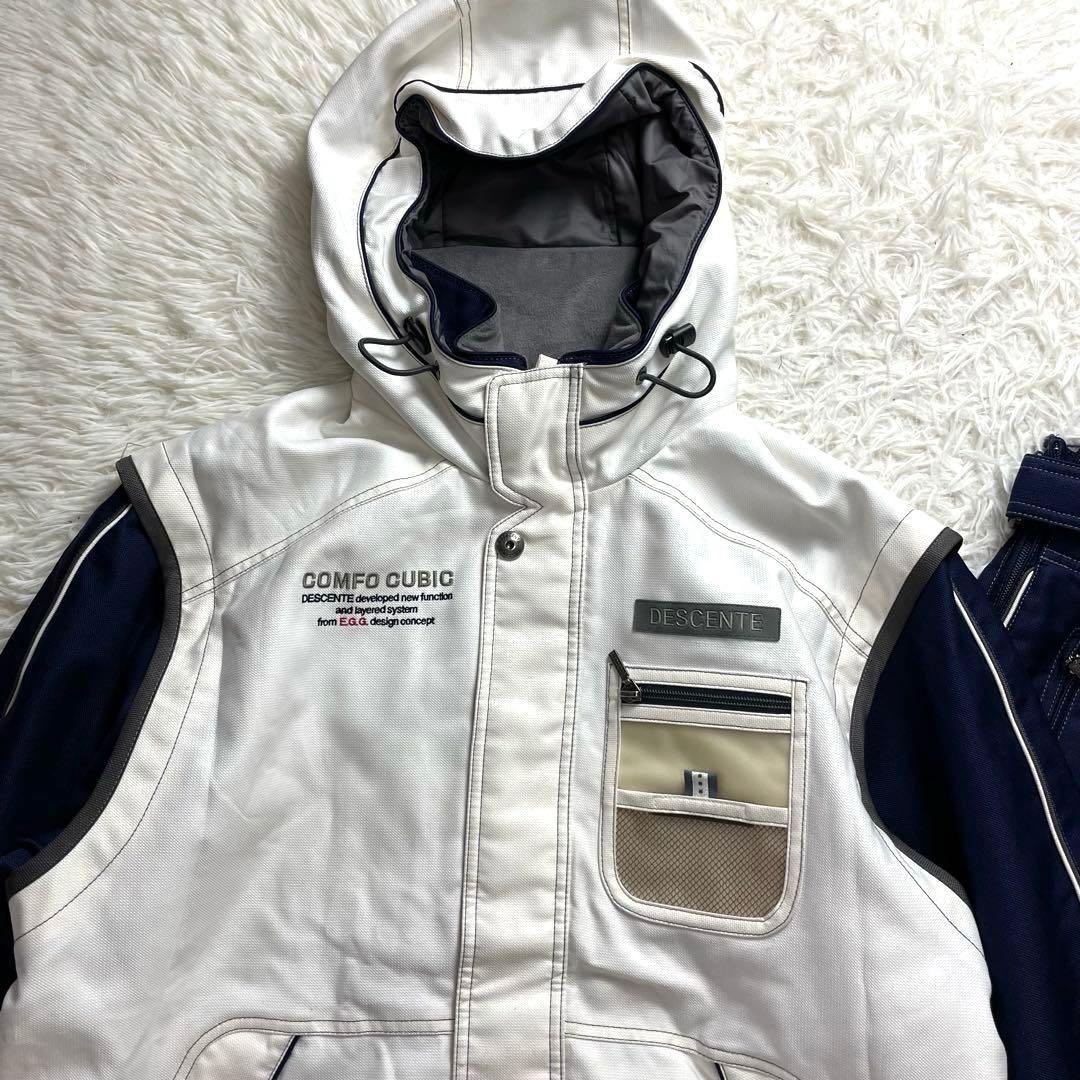 デサント スキーウェア セット 上下 メンズ L グレー 紺 ネイビー スノボ