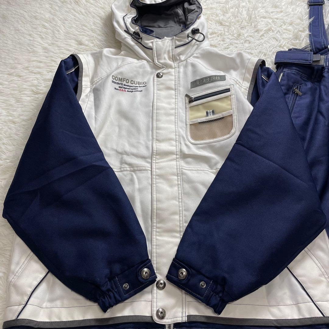 デサント スキーウェア セット 上下 メンズ L グレー 紺 ネイビー スノボ