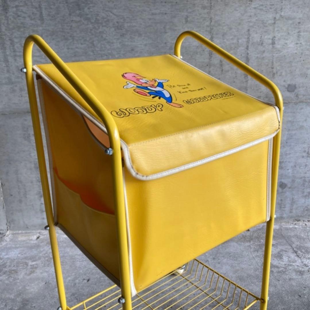 ウッドペッカー ワゴン カート ラック カゴ 収納 黄色 ポップ レア レトロ