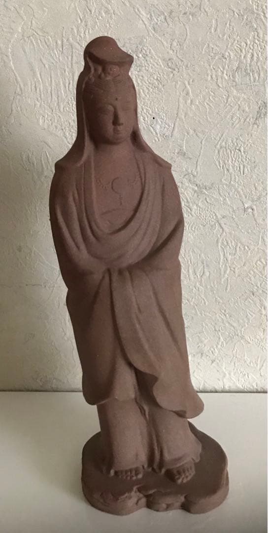 陶器　仏像　観音菩薩像　刻印有り　作者あり