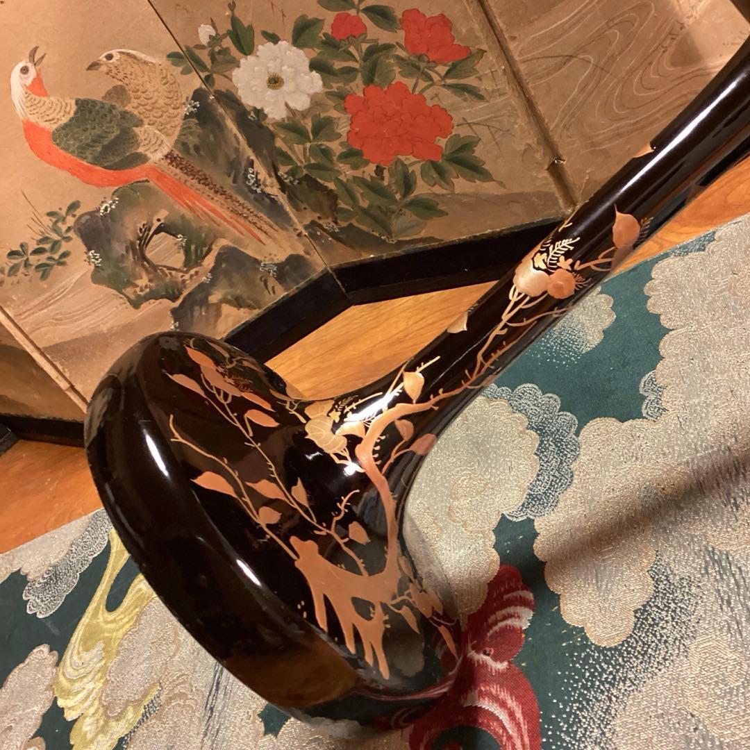 A1059 極上蒔絵　木製輪島塗　桐に鳳凰蒔絵　高月　高杯【供箱入】　1基