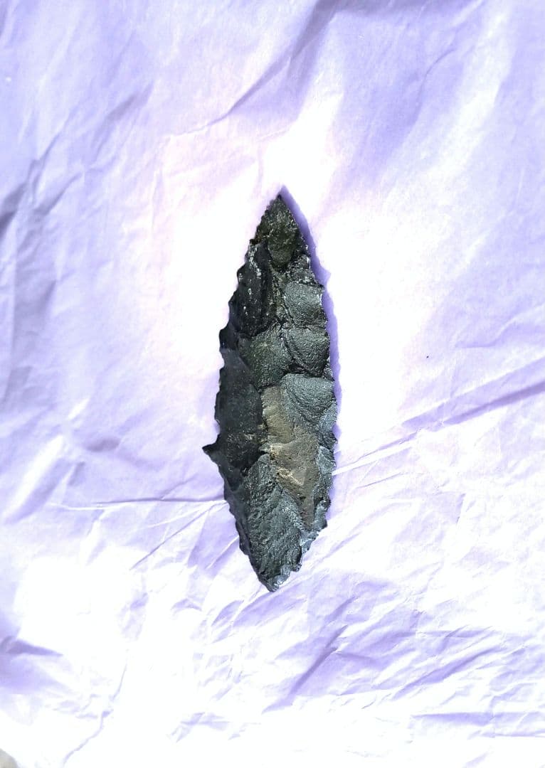 原始人 尖頭器 a ポイント 石器 槍 サヌカイト　模写