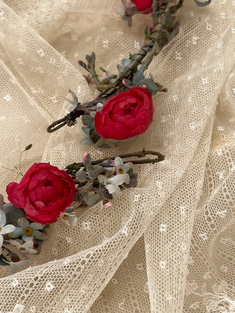 アンティークイギリスウェディング花冠ティアラ布花ガーランド紙箱紙もの