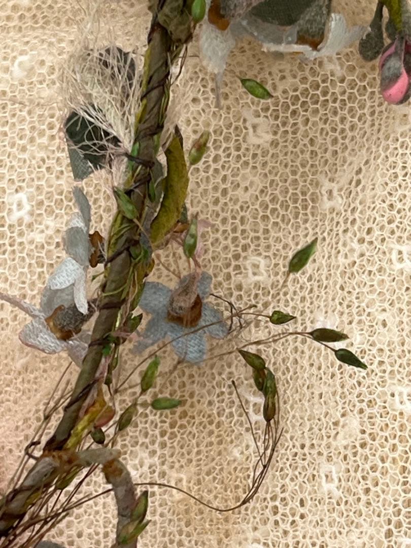 アンティークイギリスウェディング花冠ティアラ布花ガーランド紙箱紙もの