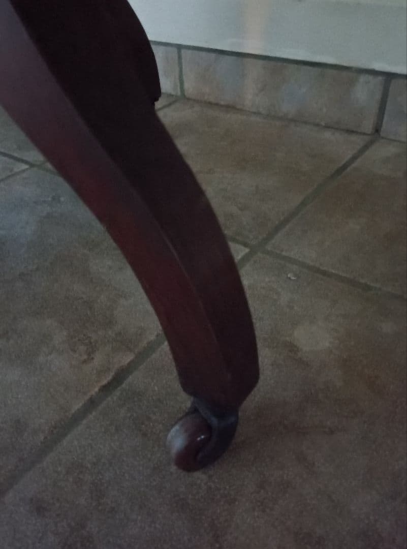 アンティーク1920年代頃 猫足フォルム 八角形ダークブラウン木製テーブル