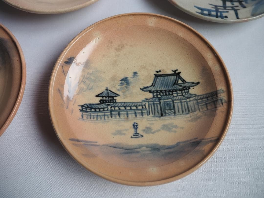 初代大丸北峰造『京名所図銘々皿』（共箱）