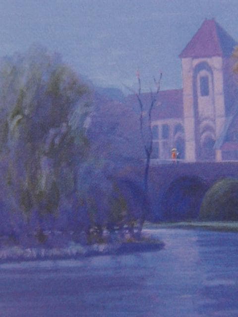 飯田祐三、モレー風景、希少な画集より、新品高級額、額装付、状態良好