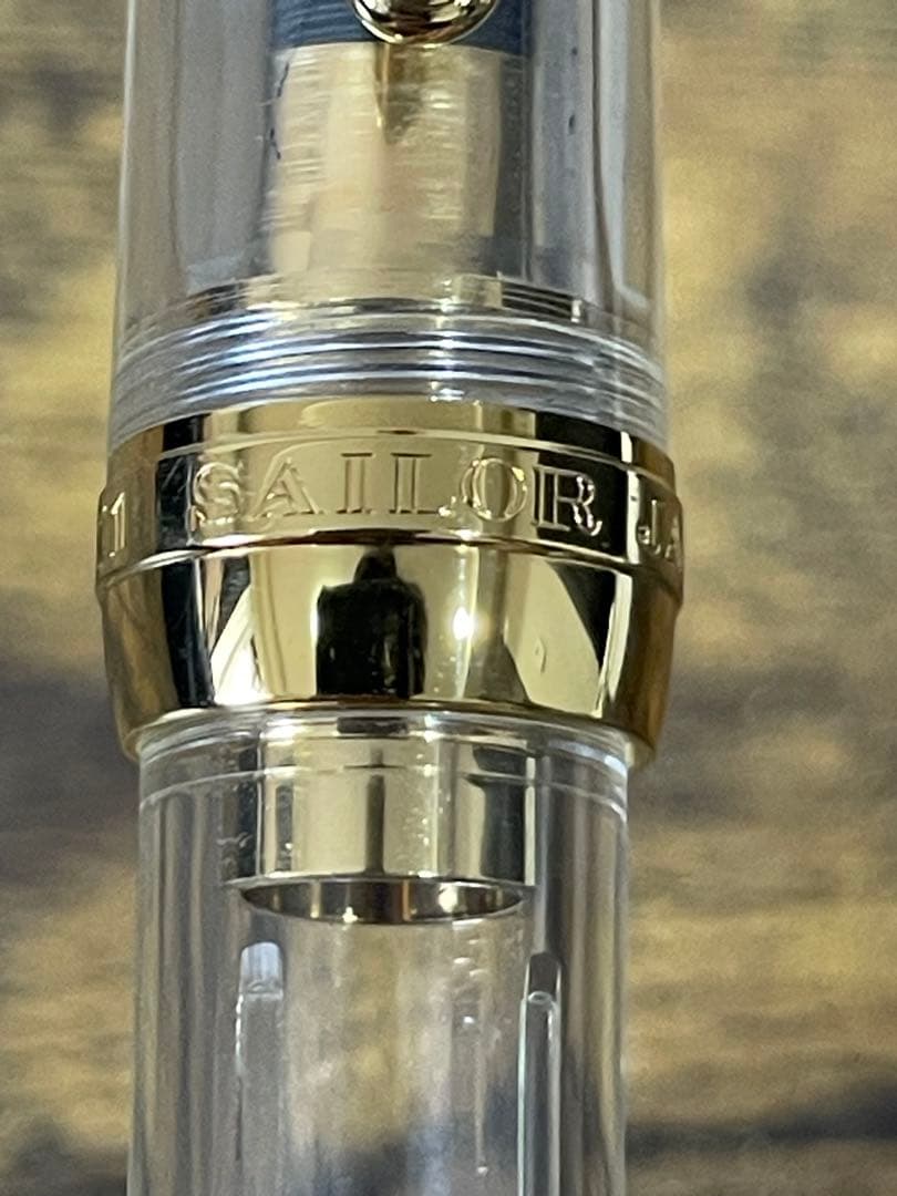 長刀　透明×ゴールド　ふでDEまんねん　NAG 万年筆　デモンストレーター