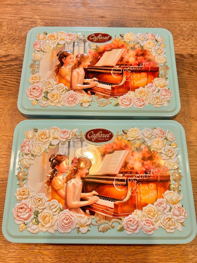カファレルチョコレートボックス18周年記念缶ピアノレッスン2缶セット