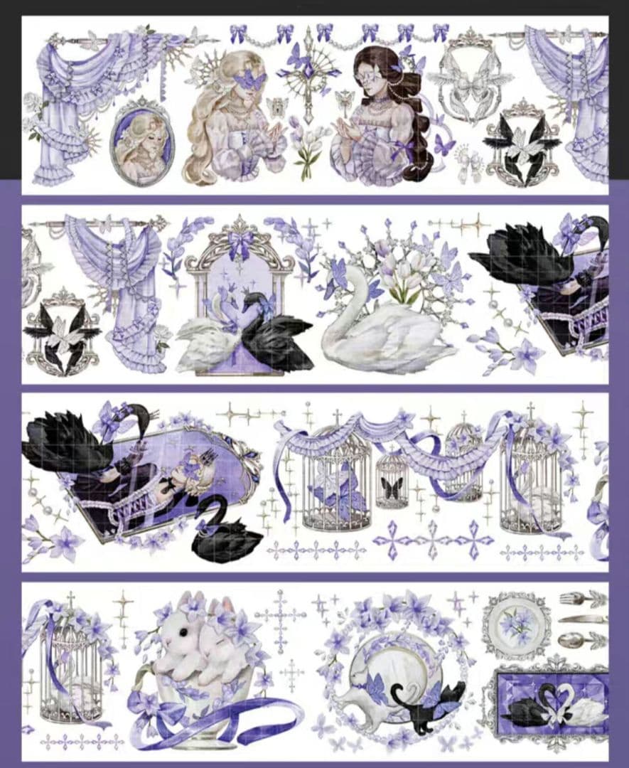 巻売 542★ 海外 マスキングテープ マステ PET 装飾 花 人物 虹光