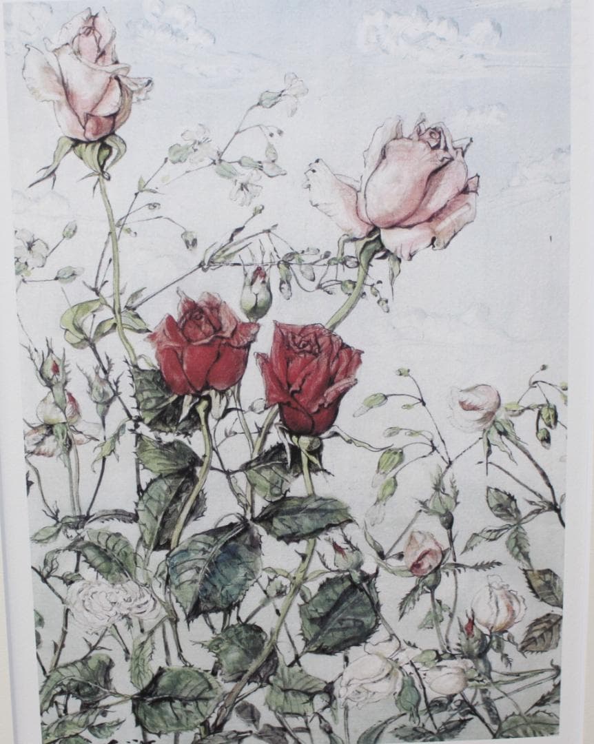 藤田嗣治 エスタンプリトグラフ「バラ」 75/250