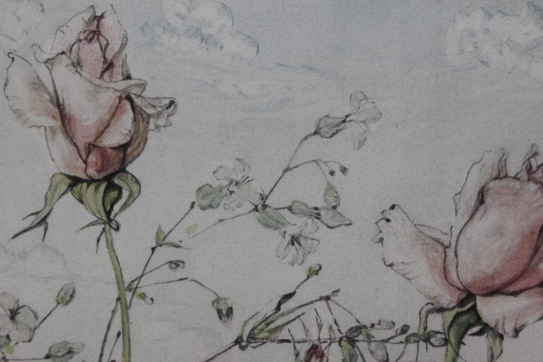 藤田嗣治 エスタンプリトグラフ「バラ」 75/250