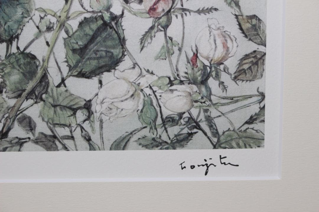 藤田嗣治 エスタンプリトグラフ「バラ」 75/250