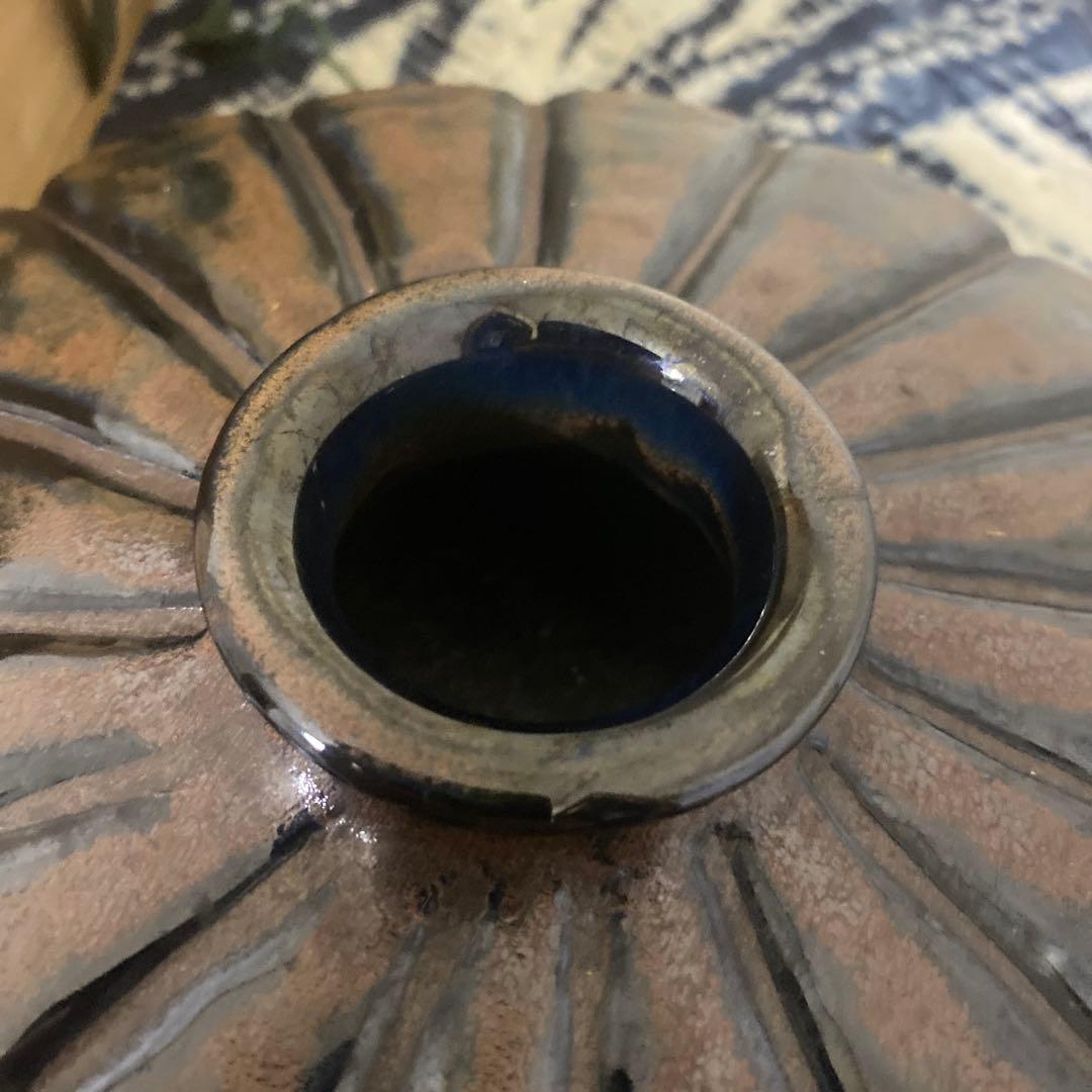 真葛香山　黒釉窯変　花瓶