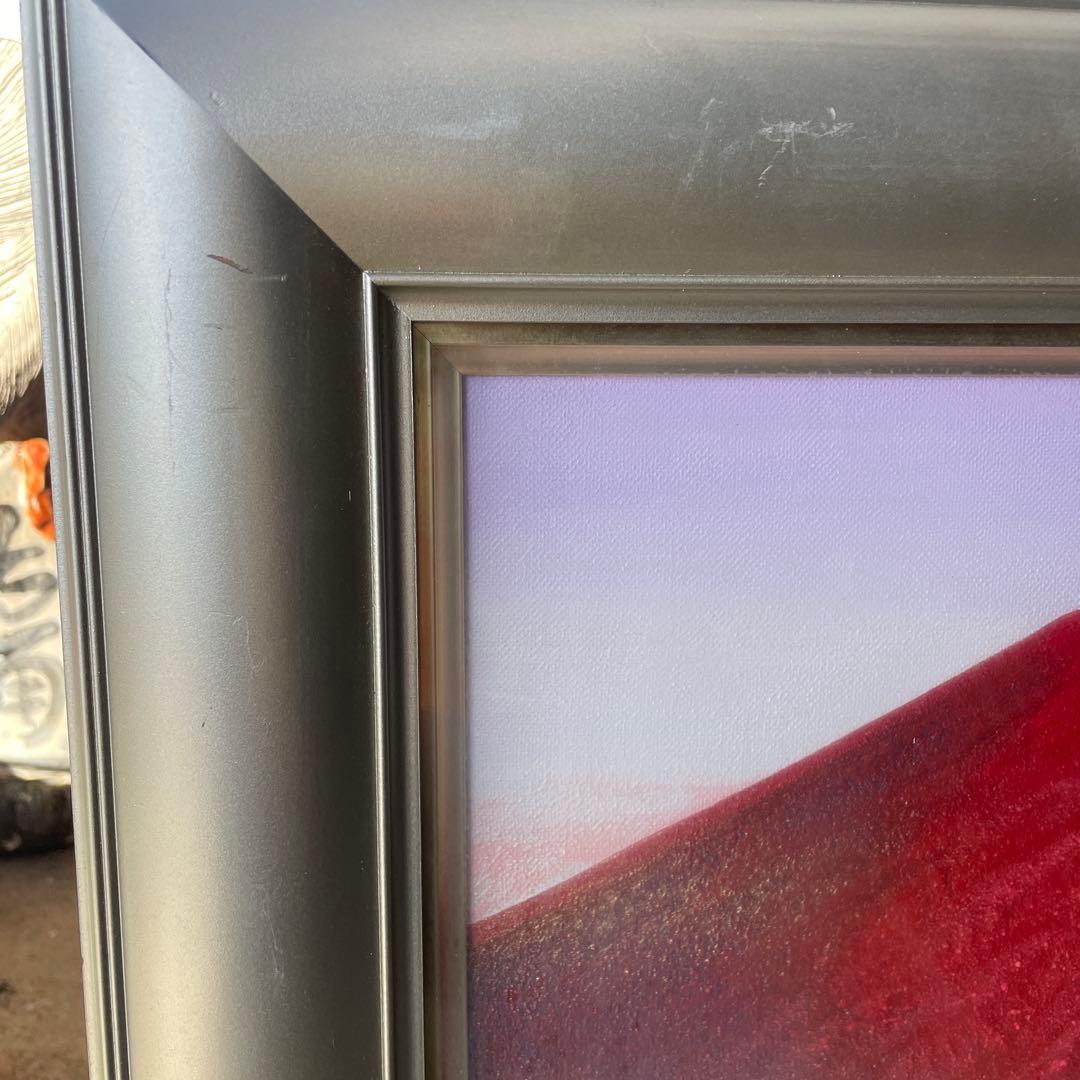 美品 徳田春邦「赤富士」油彩画 油絵 直筆サイン入り 富士山 縁起物 開運