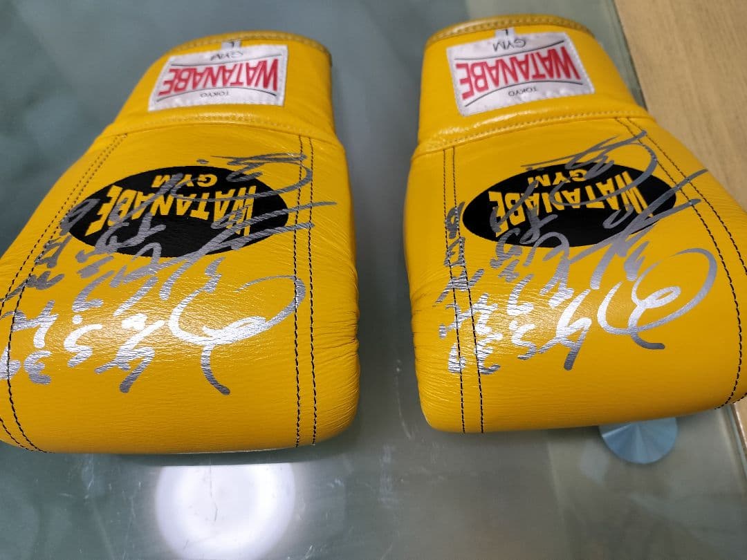 WBA世界スーパーフェザー級チャンピオン、内山高志練習用実使用グラブ直筆サイン