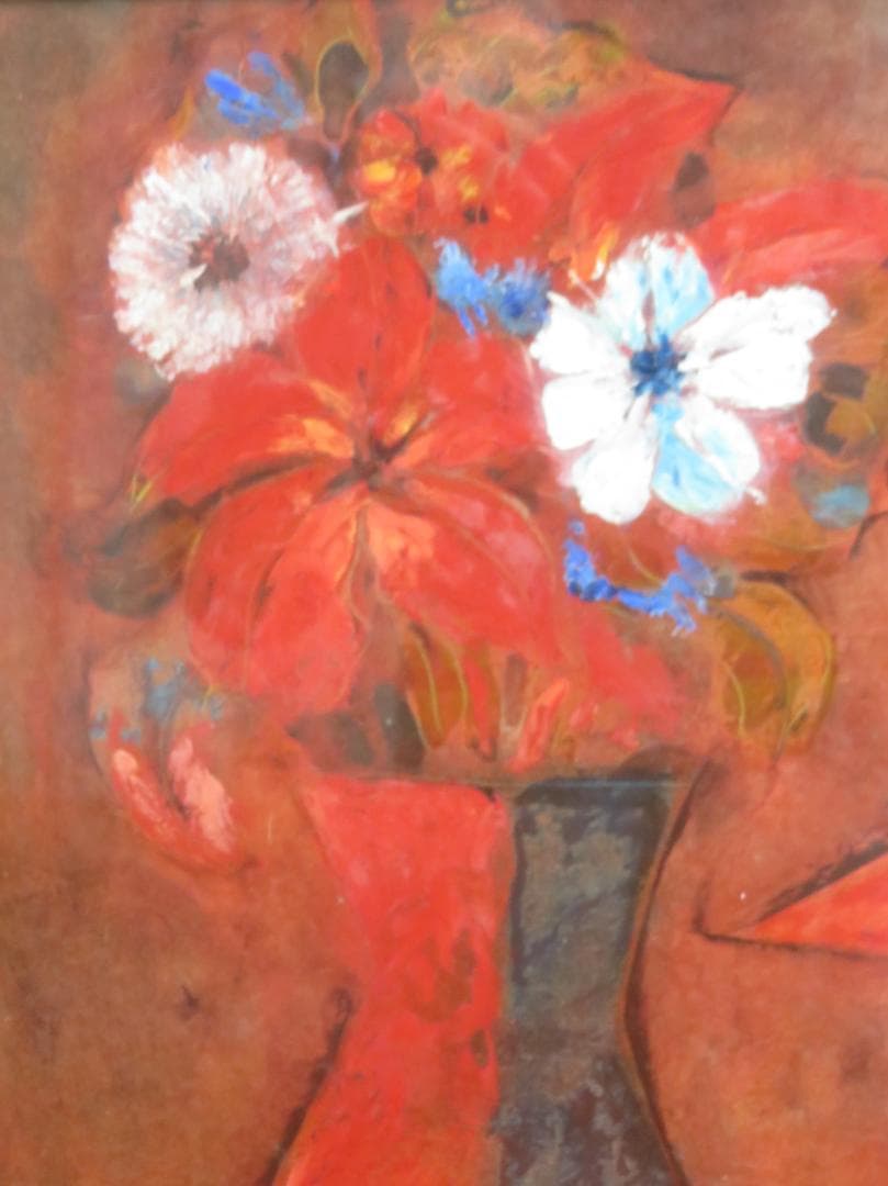 ◆　後藤又兵衛　「花とアルルカン」（仮題）　オイルパステル　F8号　◆