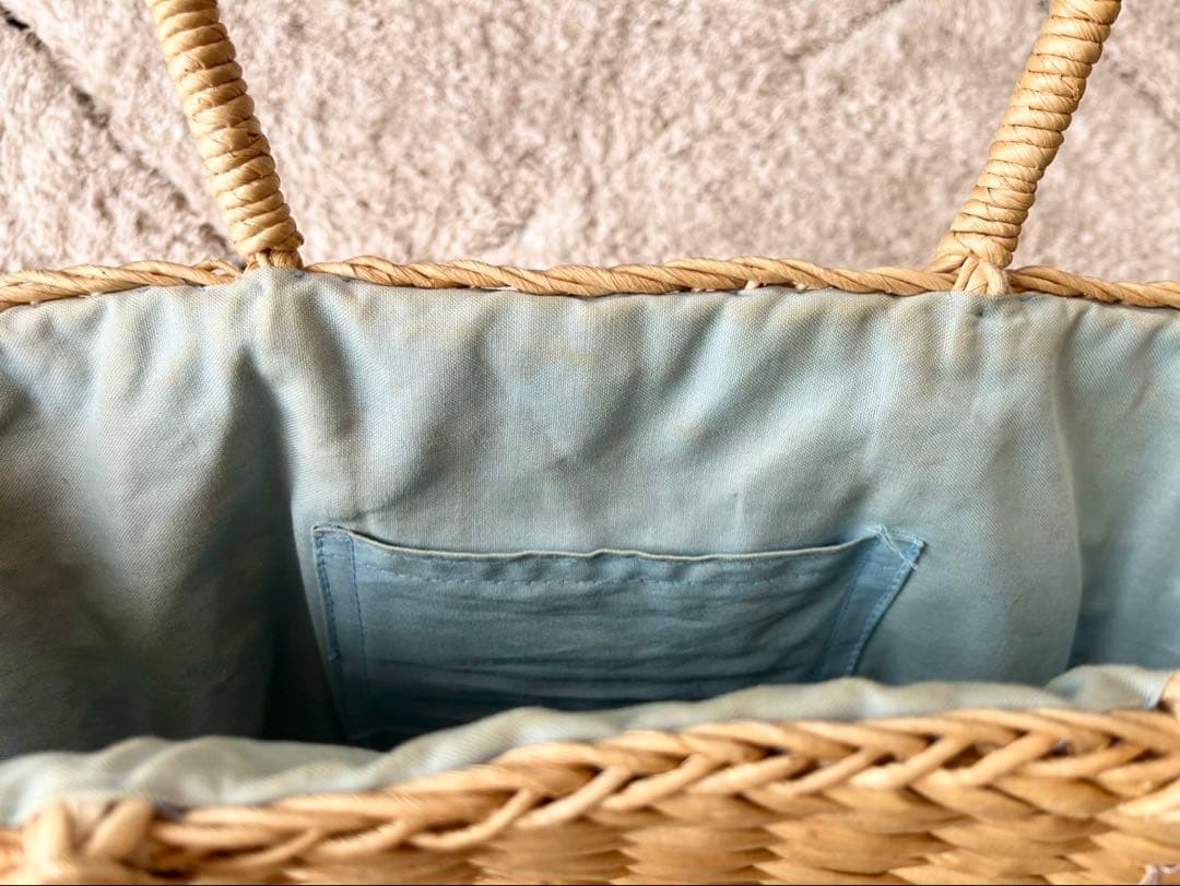 激レア ハローキティ カゴバッグ バタフライ　蝶々　レトロ　青