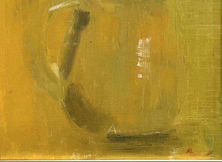 サインあり・綾乃油彩『花』F4号額付