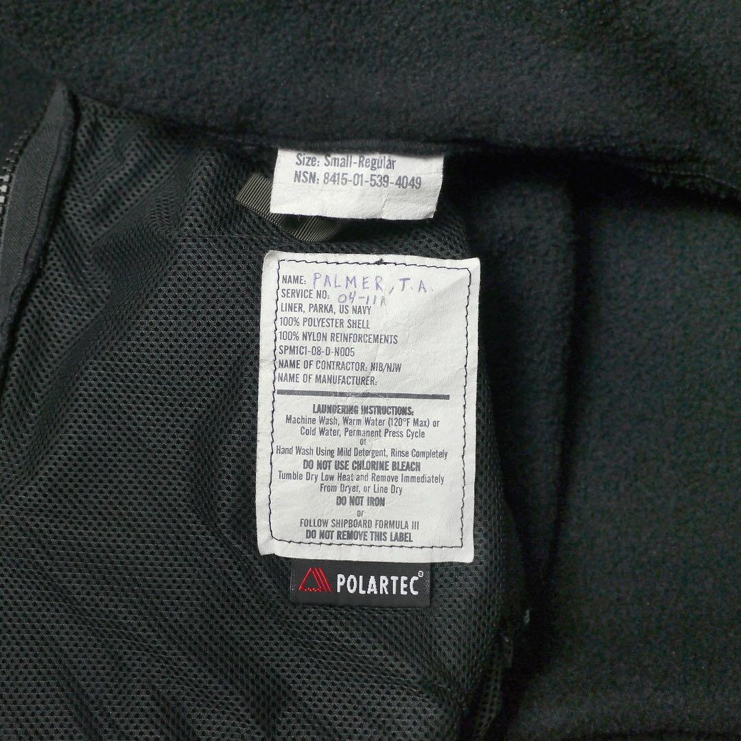 US NAVY米軍ミリタリー フリースECWCSライナー ジャケット黒S-R軍物