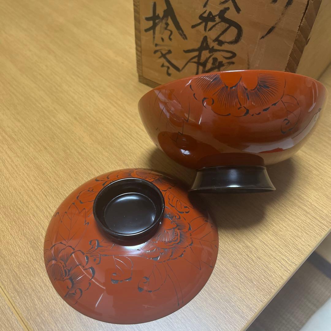 輪島塗蓋付き漆器椀　10客