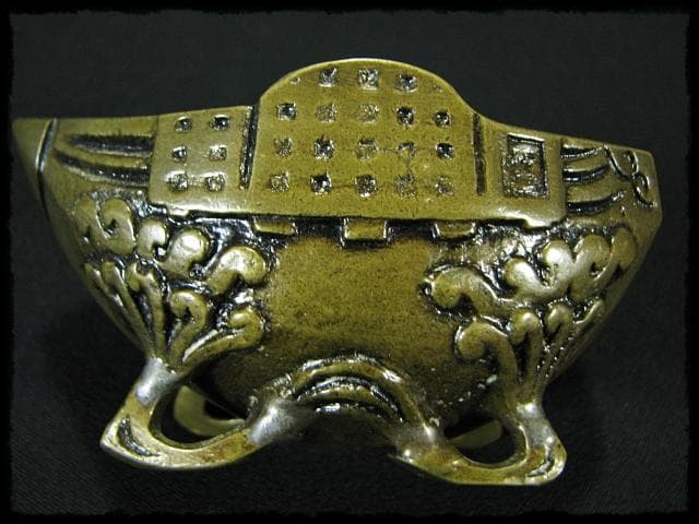 守護 剛章 宝船 香炉 古銅 高岡銅器 茶道具 f7