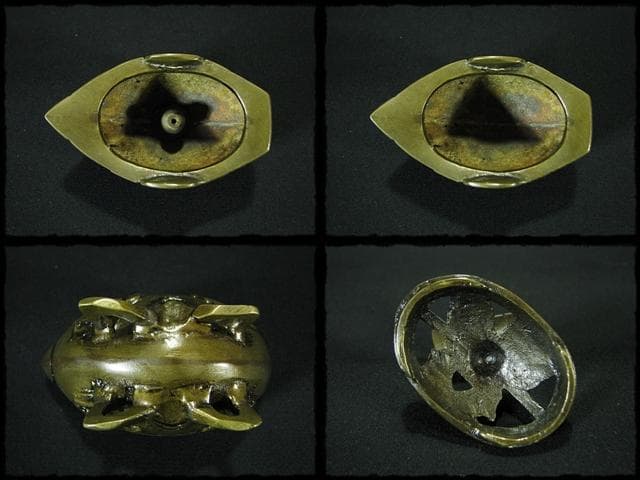 守護 剛章 宝船 香炉 古銅 高岡銅器 茶道具 f7