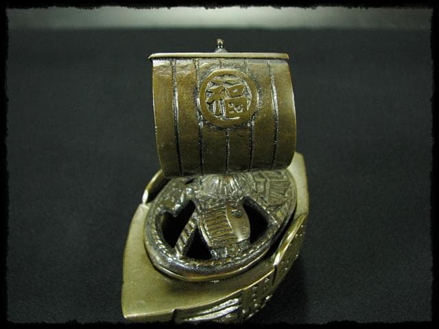 守護 剛章 宝船 香炉 古銅 高岡銅器 茶道具 f7