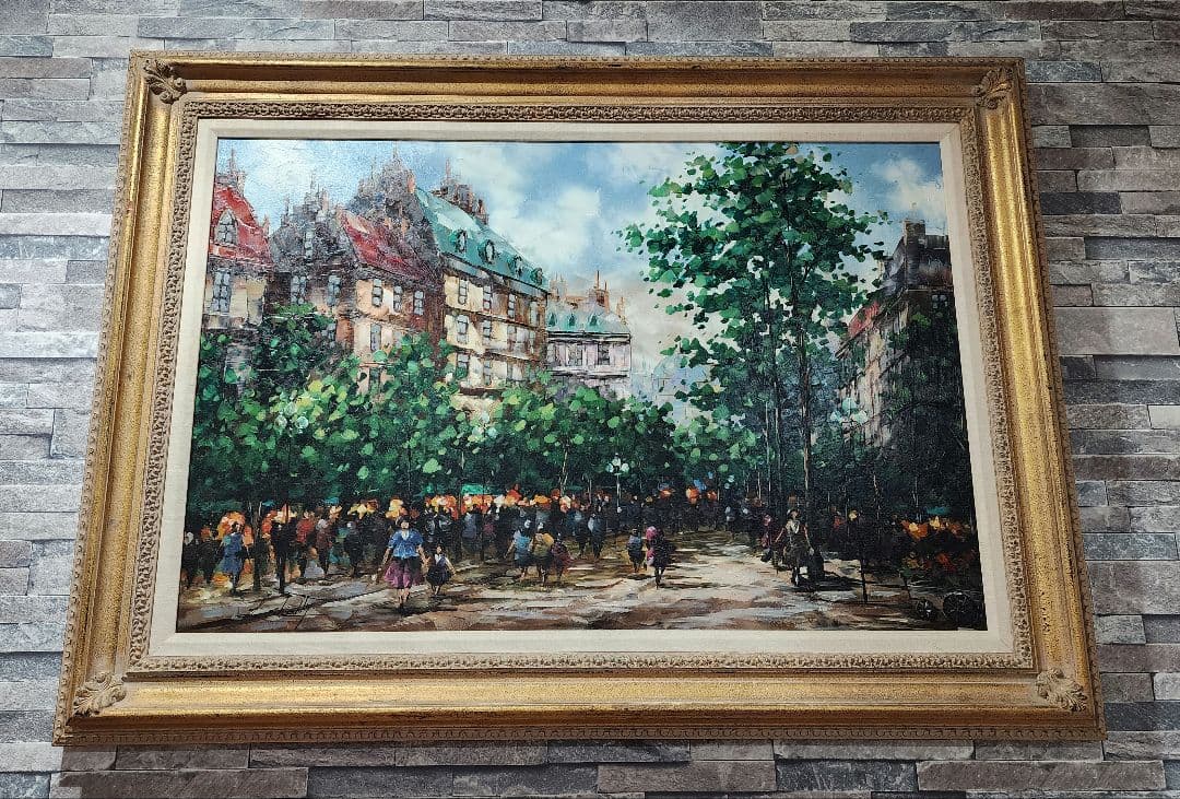 特大 風景 油彩画 油絵 装飾フレーム付き