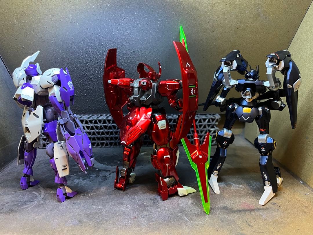 HG 水星の魔女シリーズ 4機体と拡張パーツセット 塗装組立済