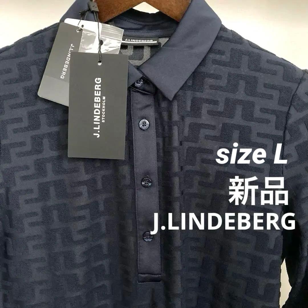 新品J.LINDEBERG レディース長袖ポロシャツ ネイビー Lサイズ 秋冬