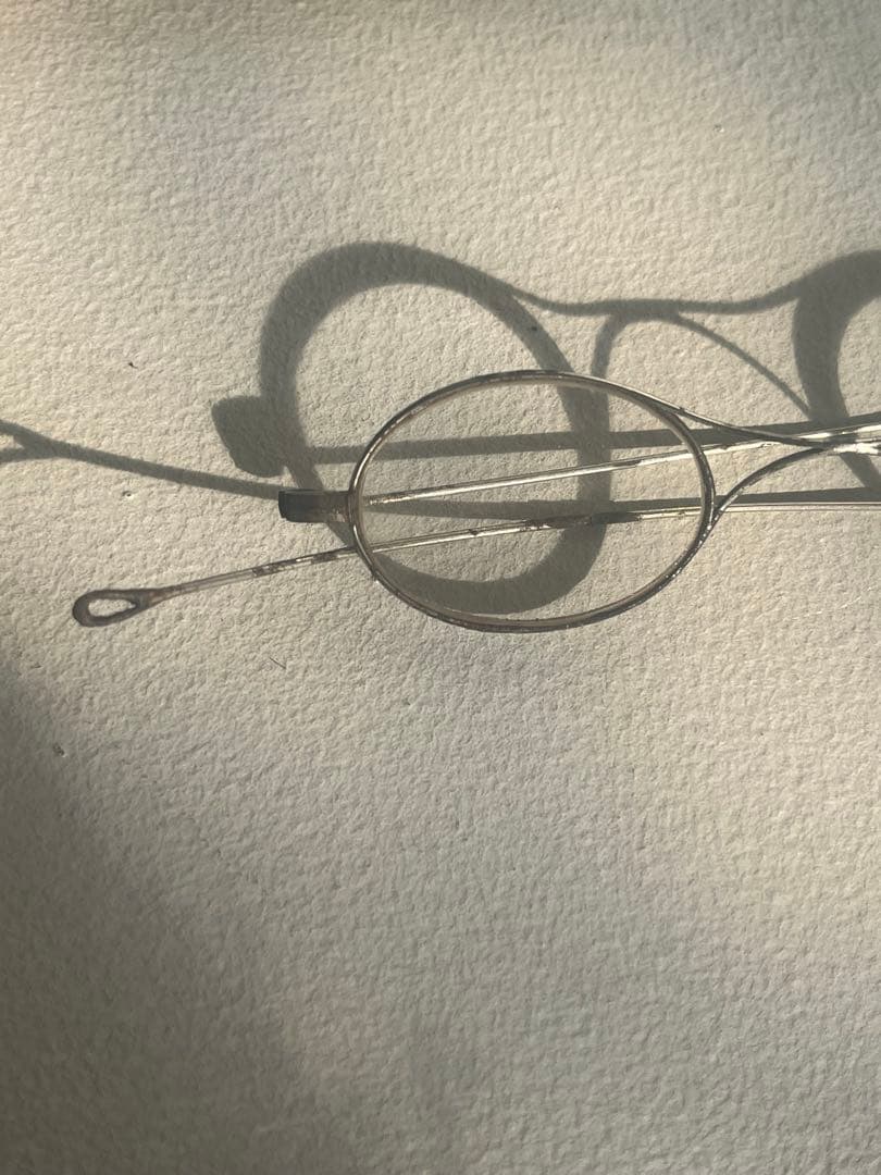 フランス　アンティーク　オーバル型　丸メガネ　Xブリッジ　おまけケース