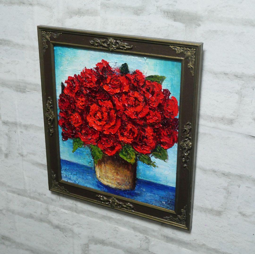 油絵 油彩 油彩画 絵 絵画【赤い薔薇】