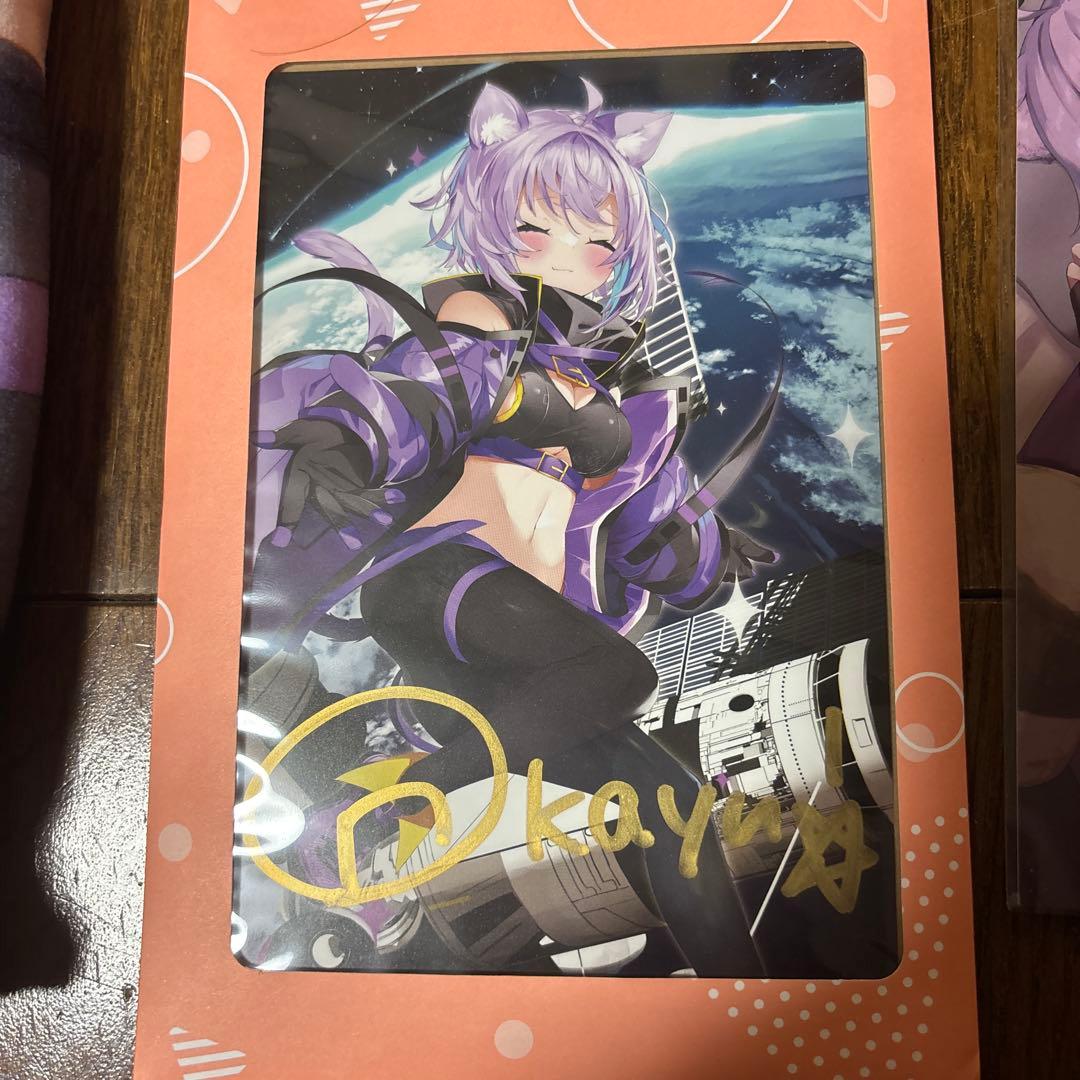 ホロライブ 猫又おかゆ60万人記念セット+直筆サインイラストポストカードもう一枚