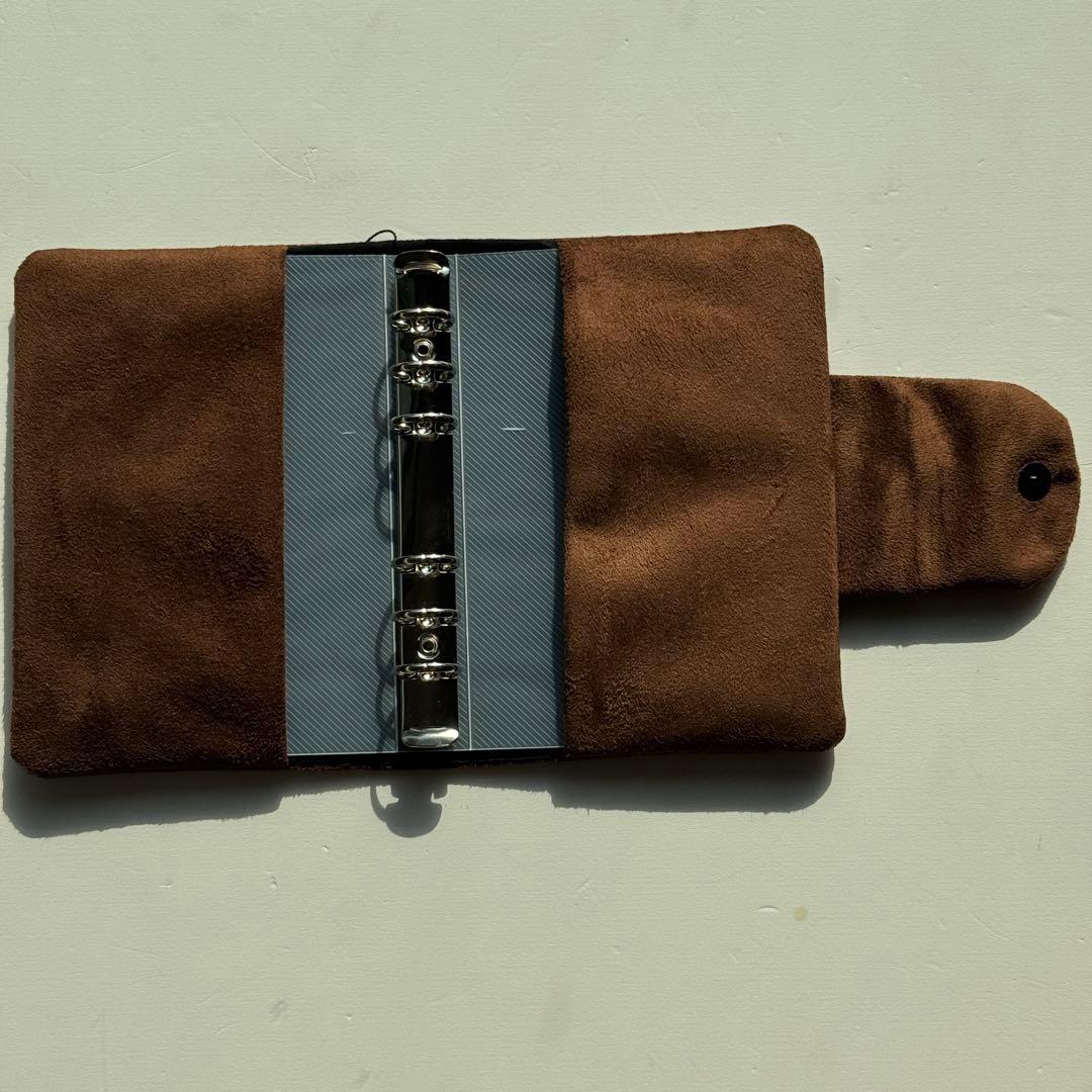 バインダーカバー　スエード　ダークブラウン　A6 韓国　貯金