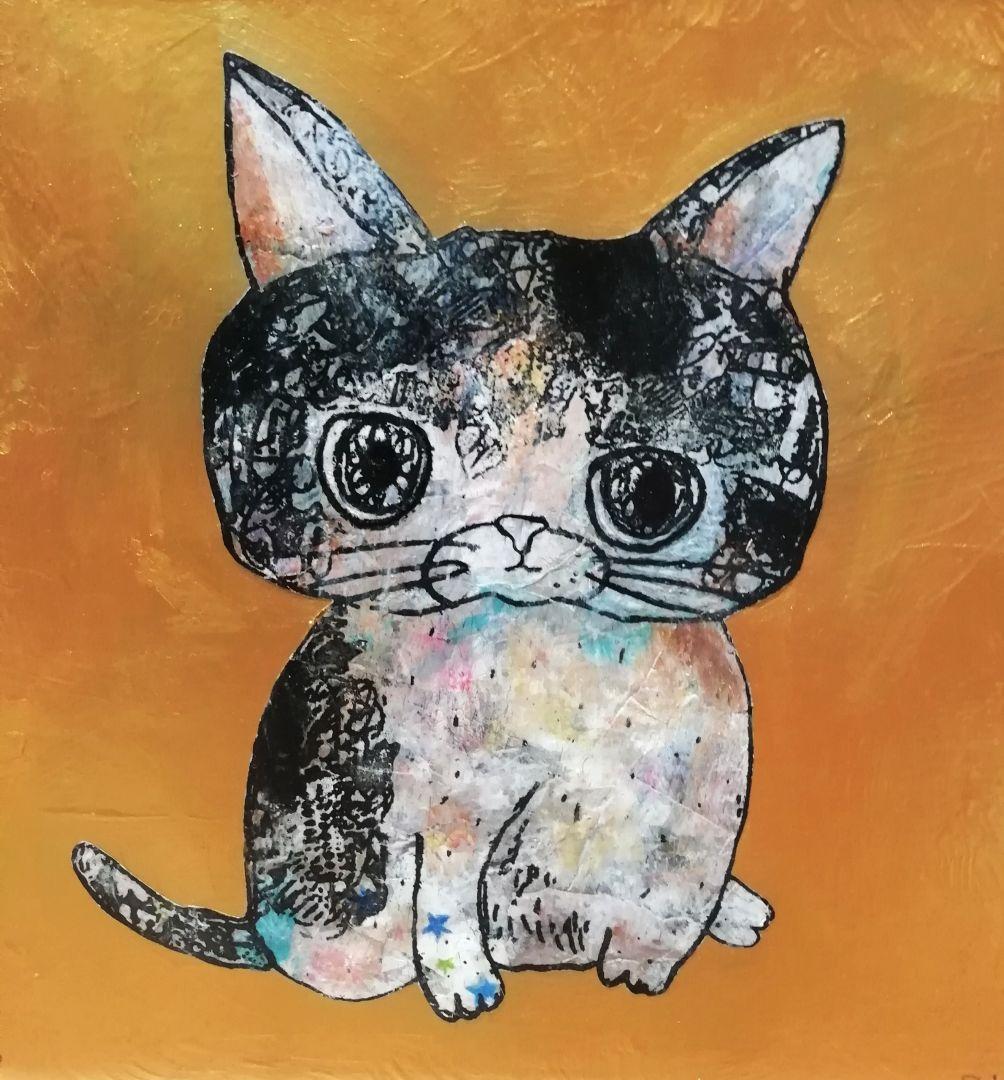 売約済み　依頼者購入優先作品2 猫の額付き銅版画　title「センチメンタル猫」