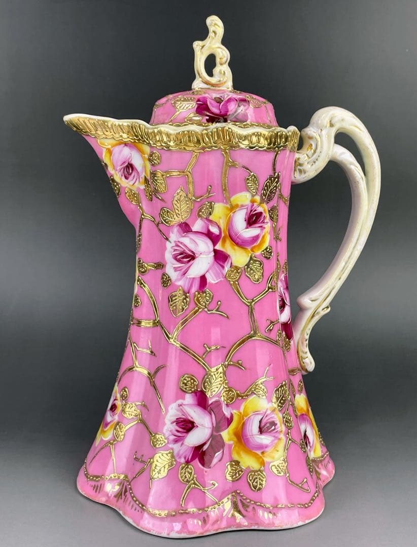 【専用】オールドノリタケ 金盛り 薔薇紋 ピンク ゴールド チョコレートポット