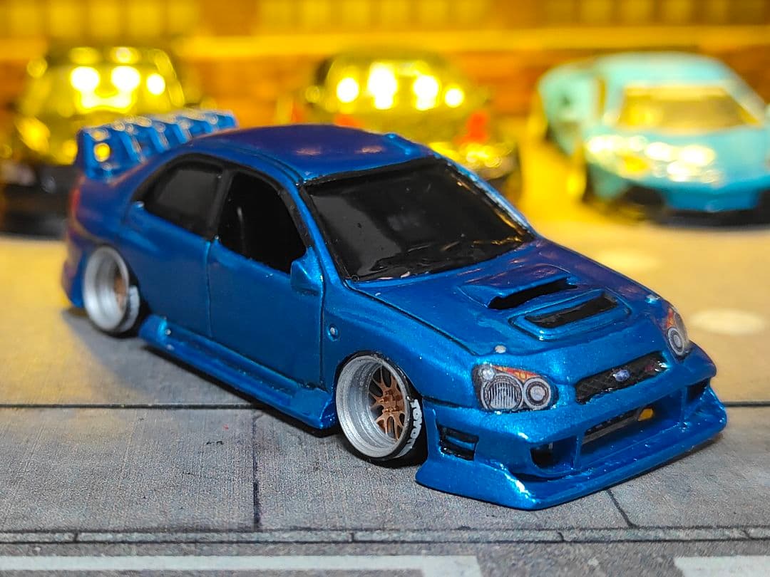 ホットウィールカスタム スバル インプレッサ フルエアロ ☆深リム☆トミカ改造☆