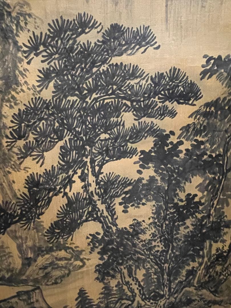 掛軸 宗祺『松風泉韻』山水画 滝と松 絹本 水墨画 夏掛け 涼を呼ぶ一幅