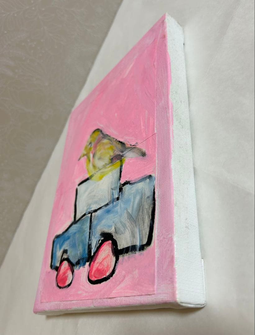 エディ・ドミニク・デュビアン　鳥と車　原画　キャンバスアート　エイチピーデコ