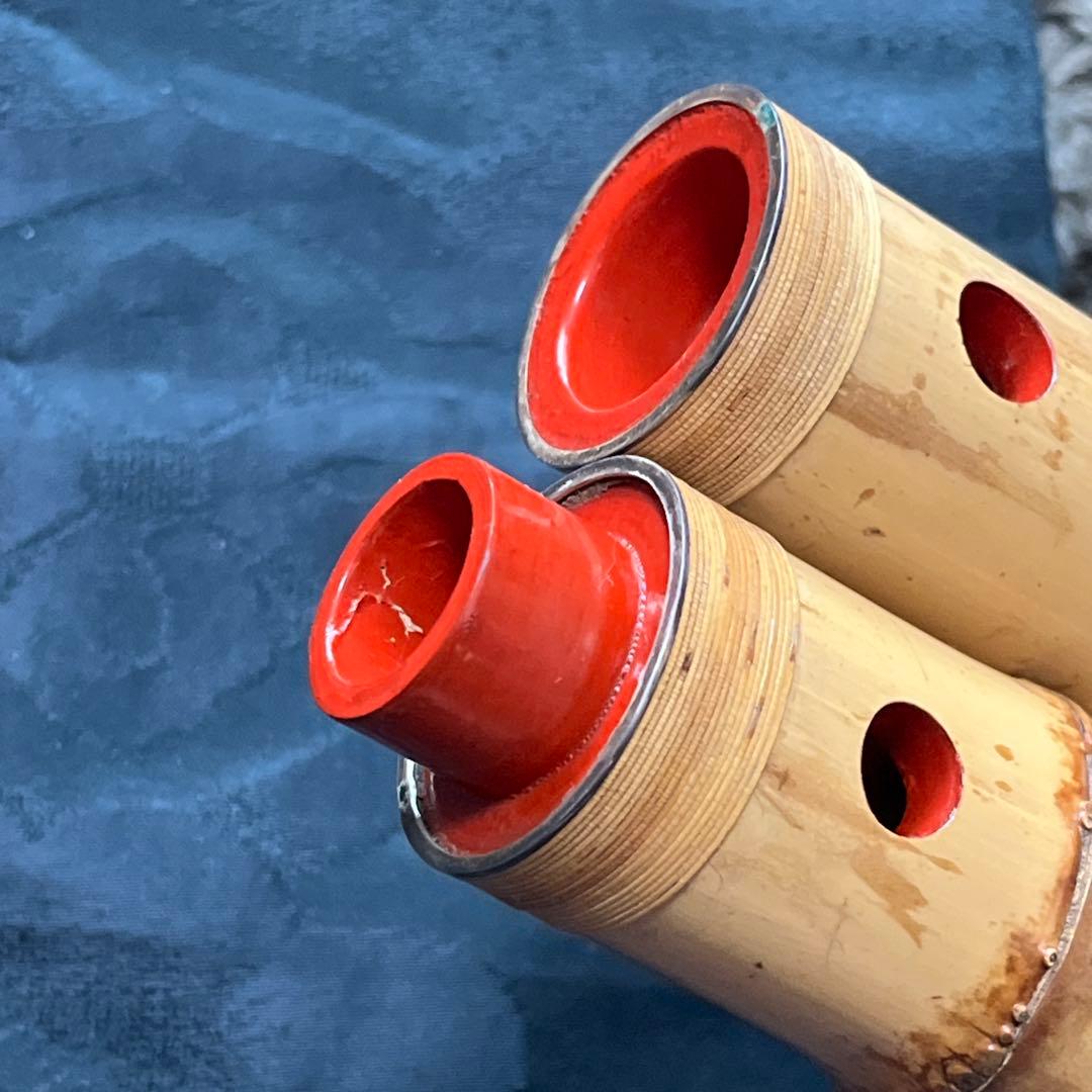 尺八 都山流 在銘 2印 短尺 中継ぎ緩み無し 籐巻き 銀一線【音出し確認済み】