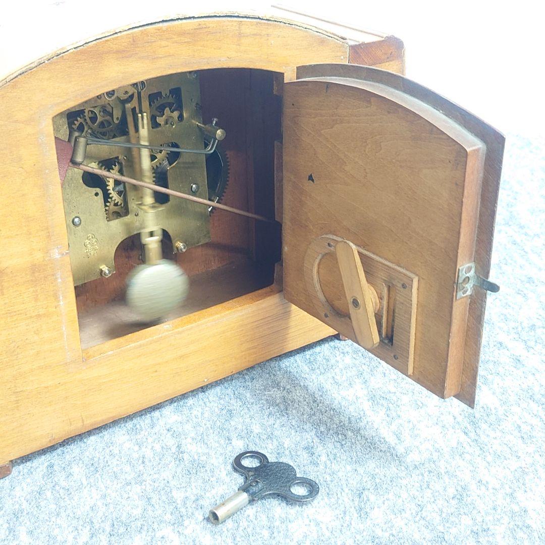 レトロ 置時計 1959年製 木製 鍵付き　上海南海 555