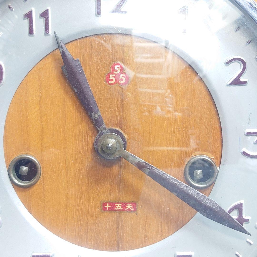 レトロ 置時計 1959年製 木製 鍵付き　上海南海 555