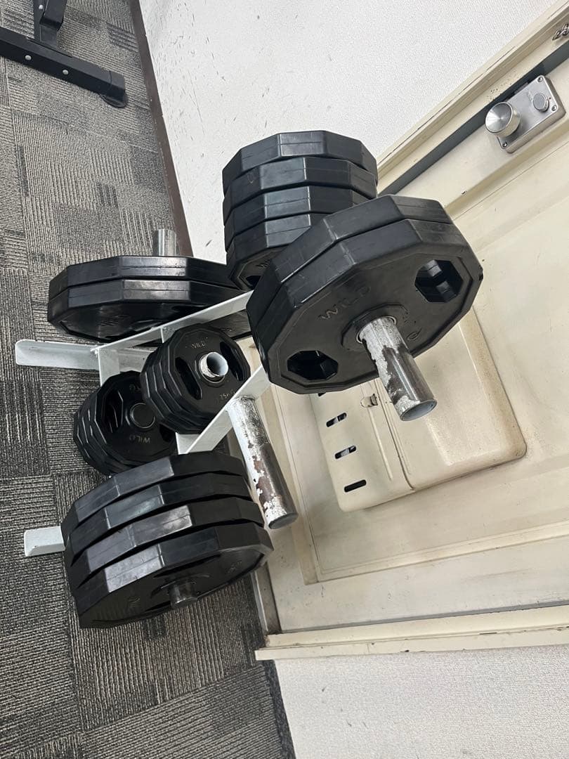 WILD オリンピックウプレート台とプレートバーベル合計155kgセット