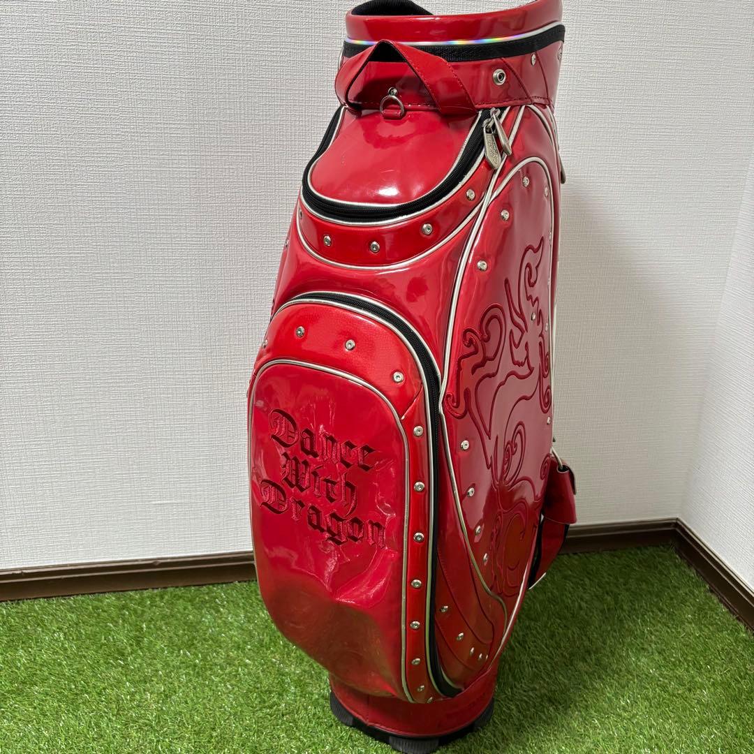 ダンスウィズドラゴン エナメル キャディバッグ 3点式　レッド　赤