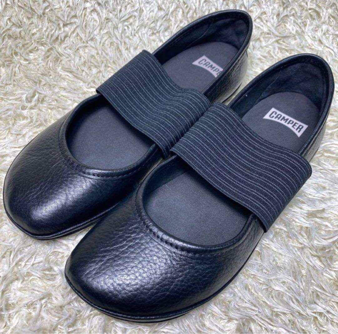 『未使用級』カンペール　ライトニナ　バレエシューズ フラット ブラック　レザー