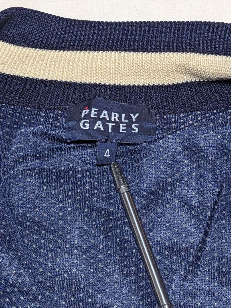 PEARLY GATES フルジップ ニット ジャケット 裏地付き 濃紺