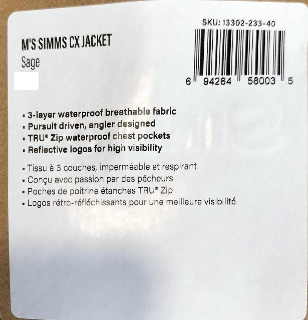 SIMMS シムス CX Jacket ジャケット M